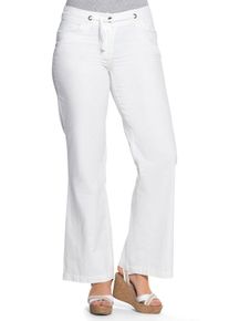 Große Größen Weite Bootcut-Hose mit Leinenanteil Gr. 40 weiß von sheego für Damen