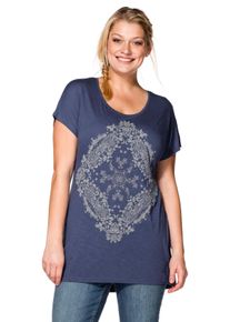 Große Größen Shirt mit Frontdruck und Rundhalsausschnitt Gr. 56/58 blau von sheego für Damen