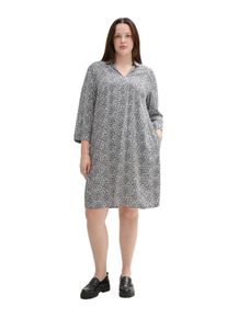 Tom Tailor Große Größen Kurzes Kleid mit Minimalprint und Hemdkragen Gr. 44 blau für Damen