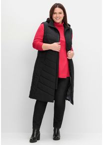Große Größen Lange Steppweste mit Kapuze und seitlichen Zippern Gr. 40 schwarz von sheego für Damen