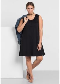 Große Größen Shirtkleid mit Smok-Einsatz, in A-Linie Gr. 44 schwarz von sheego für Damen