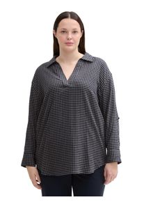 Tom Tailor Große Größen Karierte Flanell-Tunika mit Hemdkragen Gr. 48 grau für Damen