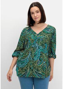sheego by Joe Browns Große Größen Bluse mit Paisleydruck und V-Ausschnitt Gr. 52 grün Paisley von sheego für Damen