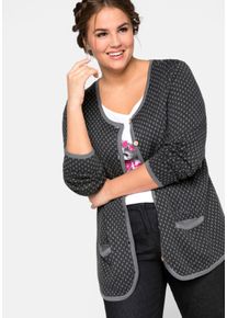 Große Größen Strickjacke im Trachtenstil, Knöpfe in Holzoptik Gr. 52/54 grau von sheego für Damen