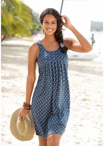 Beach Time Große Größen Strandkleid Gr. 46 blau bedruckt für Damen
