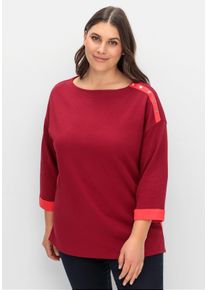 Große Größen Sweatshirt mit Zierknöpfen und Kontrastdetails Gr. 40/42 rot von sheego für Damen