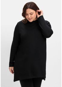Große Größen Longshirt aus Interlock, im Vokuhila-Schnitt Gr. 48/50 schwarz von sheego für Damen