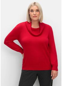 Große Größen Pullover mit weitem Wasserfall-Rollkragen Gr. 46 rot von sheego für Damen