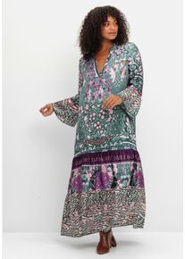 sheego loves miss goodlife Große Größen Maxikleid im Mustermix, mit Volants Gr. 44 lila von sheego für Damen