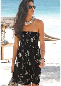Große Größen Lascana Strandkleid Gr. 40 schwarz geblümt für Damen