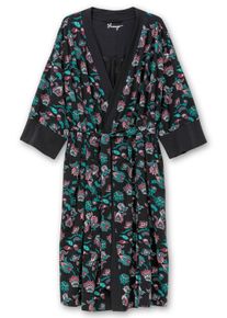 Große Größen Morgenmantel mit Bindegürtel und seitlichen Taschen Gr. 40/42 schwarz von sheego für Damen