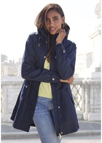 French Connection Outdoorjacke blau Gr. M (40/42) für Damen. Mit Leder-Badge. Figurumspielend. Nachhaltig.