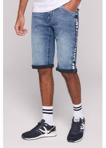 CAMP DAVID Herren Jeansshorts, blau, casual, Gr. 33, bedruckt, Material: 68% Baumwolle, 20% Polyester, 10% Viskose, 2% Elasthan, Zusatz: Enthält