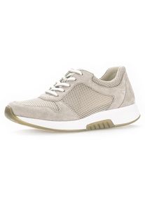 Damen Keilsneaker, Gabor Rollingsoft, Gr. 43, beige, Textil, Ziegenveloursleder, sportlich, Schuhe, Freizeitschuh, Halbschuh, Schnürschuh mit