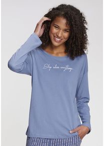 Vivance Dreams Longsleeve blau Gr. 32/34 für Damen. Rundhals und Logoprägung. Basic. Nachhaltig.