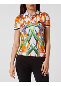 Plein Sport Damen Poloshirt "Poloshirt"0121, weiß, multicolorot, Gr. S, Obermaterial: 100% Baumwolle, Shirts