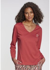 Vivance Dreams Longsleeve rot Gr. 32/34 für Damen. V-Ausschnitt und Print. Basic. Nachhaltig.