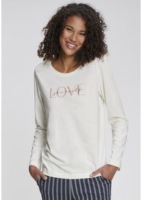 Vivance Dreams Longsleeve weiß Gr. 32/34 für Damen. Rundhals und Print. Basic. Nachhaltig.