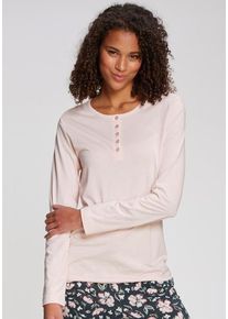 s.Oliver Pyjamaoberteil pink Gr. 32/34 für Damen. Rundhals und Zierknöpfe. Basic. Nachhaltig.