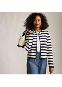 LANDS' END Kragenloser Feinstrick-Blazer, Damen,  Wei&szlig;, Baumwolle, by Lands' End