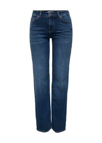Only Damen Straight-Jeans "ONLBLUSH MID STRAIGHT DNM TAI021 NOOS", blau, modisch, Gr. M, unifarben, Denim/Jeans, Obermaterial: 92% Baumwolle, 6%