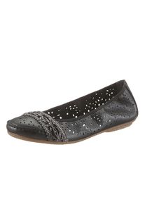 Rieker Damen Ballerina, Gr. 36, schwarz, Lederimitat, unifarben, sportlich, Schuhe, Slipper, Flache Schuhe mit Rundum-Gummizug