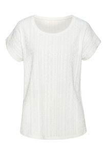 Vivance Kurzarmshirt 'mit modischem Jacquard-Muster' mehrfarbig Gr. 32/34 für Damen. Mit Rundhals. Figurumspielend. Nachhaltig.
