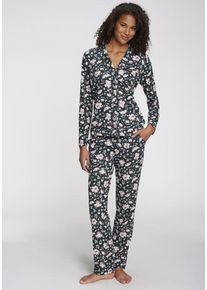 s.Oliver Pyjamaoberteil mehrfarbig Gr. 32/34 für Damen. V-Ausschnitt und Allover-Druck. Basic. Nachhaltig.