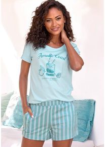 Vivance Dreams Shorty mehrfarbig Gr. 32/34 für Damen. Rundhals und Bindeband, Print, Allover-Druck. Basic. Nachhaltig.