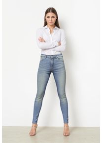 Only Damen Skinny-fit-Jeans "ONLRUSH MID WAIST SK RW ANK DNM MAS"light blau denim detail:grün tint, modisch, Gr. M, unifarben, Denim/Jeans,