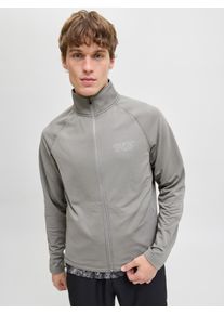 Jack & Jones Sweatjacke JACK & JONES "JCOCNZ STRUCTURE FULL ZIP SN", Herren, Gr. XS, grau (gray flannel), angeraute Sweatware, Obermaterial: 95% Polyester, 5% Elasthan, unifarben, regular fit, hoch geschlossener Ausschnitt, Rippb&uuml;ndchen, Sweatjacken Sweatjacke