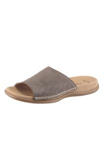 Gabor Damen Pantolette, Gr. 43, grau, Nubukleder, klassisch, Schuhe, Keilabsatz, Sommerschuh, Schlappen in schlichter Form
