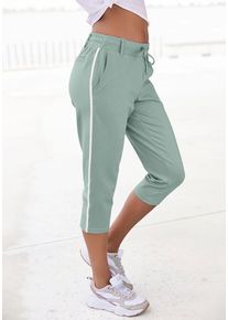 Lascana Caprihose grün Gr. 34 für Damen. Mit Bindeband, Kontraststreifen. Basic. Nachhaltig.