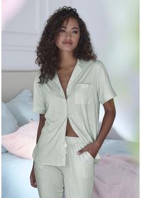 s.Oliver Pyjamaoberteil grün Gr. 32/34 für Damen. Mit V-Ausschnitt. Loose Fit. Nachhaltig.
