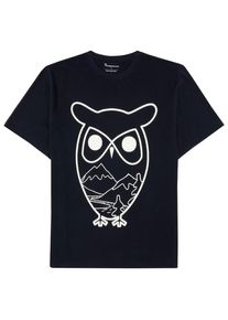 KnowledgeCotton Apparel Single Jersey Big Owl MTN Print T-Shirt Men (Gr S |schwarz/blau)