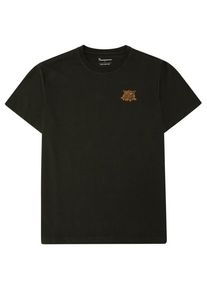 T-Shirt KnowledgeCotton Apparel S/S Heavy Single Owl Emb. At Chest Herren (Gr XXL |schwarz)