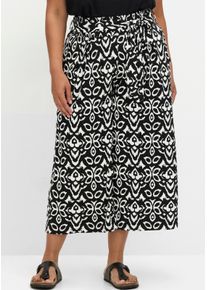 sheego Gro&szlig;e Gr&ouml;&szlig;en Schlupfhose mit Ethno-Print, in 7/8-L&auml;nge, schwarz-wei&szlig;, Gr&ouml;&szlig;e 44 - Damen