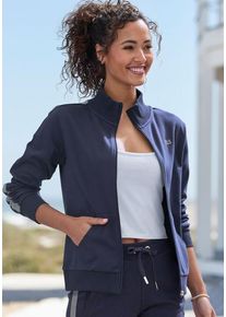H.I.S. H.I.S Sweatjacke blau Gr. 32/34 für Damen. Ohne Ausschnitt und Badge, Logodruck. Bequem. Nachhaltig.