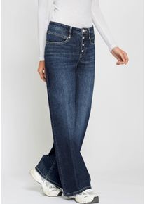 Gang Damen Weite Jeans "94MEDINA WIDE"schwarz titan, casual, Gr. 31, Denim/Jeans, Obermaterial: 98% Baumwolle, 2% Elasthan, Jeans, mit Knopfverschluss
