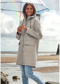 ELBSAND Regenjacke grau Gr. 36 für Damen. Mit Badges. Gerade