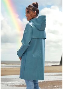 ELBSAND Regenjacke blau Gr. 36 für Damen. Mit Badges. Gerade