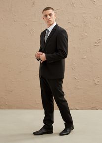 bonprix Anzug (4-tlg.Set) mit Hemd und Krawatte Regular Fit, schwarz, Gr.52, Klassischer Anzug, Hose mit elastischem Bequembund