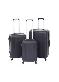 3er Set Koffer MCW-D54a, Reisekoffer Hartschalenkoffer Trolley Handgepäck, Höhe 72/60/50cm ~ schwarz, Standard