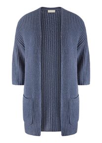 include - Strickjacke mit 3/4-Arm, blau, Gr. 36 / S - Schurwolle