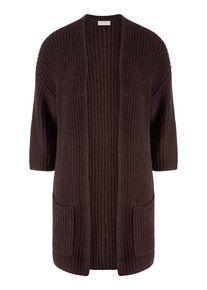 include - Strickjacke mit 3/4-Arm, braun, Gr. 36 / S - Schurwolle