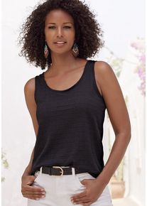 Vivance Strandtop 'aus bügelfreier Crêpe-Qualität' mehrfarbig Gr. 32/34 für Damen. Mit tiefer Rundhals. Lässig Geschnitten. Nachhaltig.