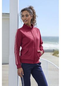 H.I.S. H.I.S Sweatjacke rot Gr. 32/34 für Damen. Ohne Ausschnitt und Badge, Logodruck. Bequem. Nachhaltig.