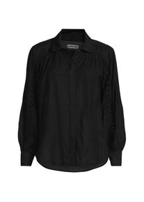 LANDS' END Geraffte Bluse aus Voile mit Spitzeneins&auml;tzen, Damen,  Schwarz, Baumwoll-Mischung/Viskose-Mischung, by Lands' End