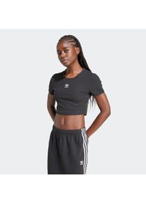 Damen T-Shirt "ESS RIB TEE", schwarz, sportlich, Gr. M, adidas originals, Obermaterial: 46% Baumwolle, 45% Viskose, 9% Elasthan, Shirts