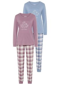 Vivance Dreams Pyjama violett Gr. 32/34 für Damen. Rundhals und Print, Allover-Druck. Bequem. Nachhaltig.